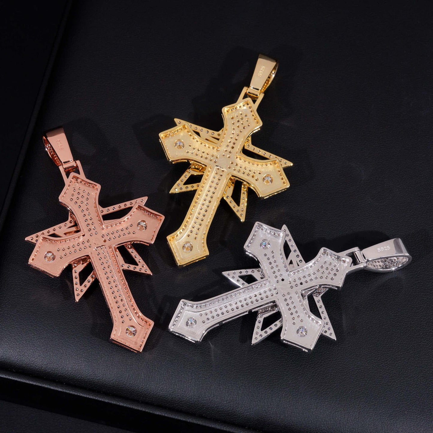 S925 Silver Moissanite Cross Pendant – Hip-Hop Style, Fits GRA Chain Necklace - CaratixJewelry