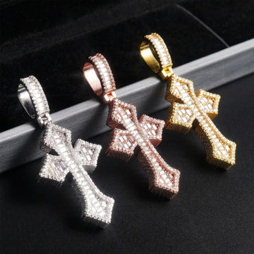 S925 Silver Moissanite Cross Pendant Necklace – High-Quality, Trendy Jewelry - CaratixJewelry