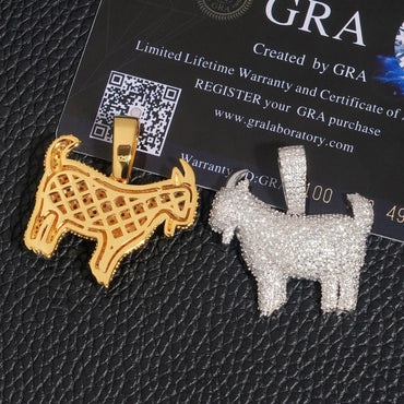 S925 Silver Moissanite Lamb Pendant – Unisex Hip-Hop Style Jewelry, Personalized Necklace - CaratixJewelry