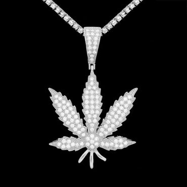 S925 Silver Moissanite Leaf Pendant – Hip-Hop Style Jewelry Necklace - CaratixJewelry