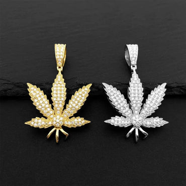 S925 Silver Moissanite Leaf Pendant – Hip-Hop Style Jewelry Necklace - CaratixJewelry