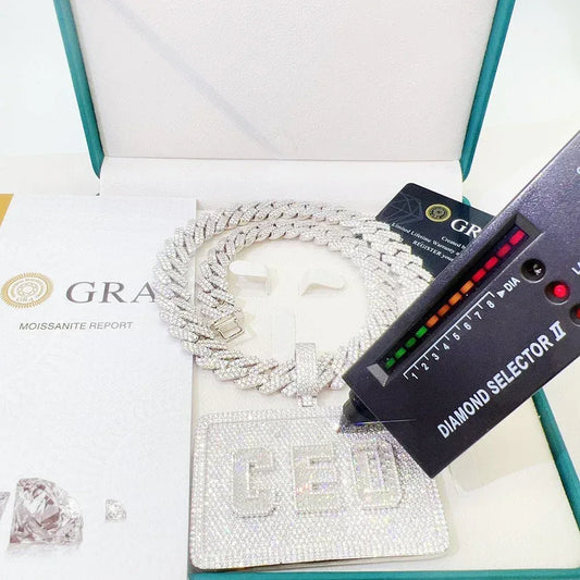 S925 Silver Moissanite Letter Pendant – Unisex Hip-Hop Style, Trendy Jewelry - CaratixJewelry