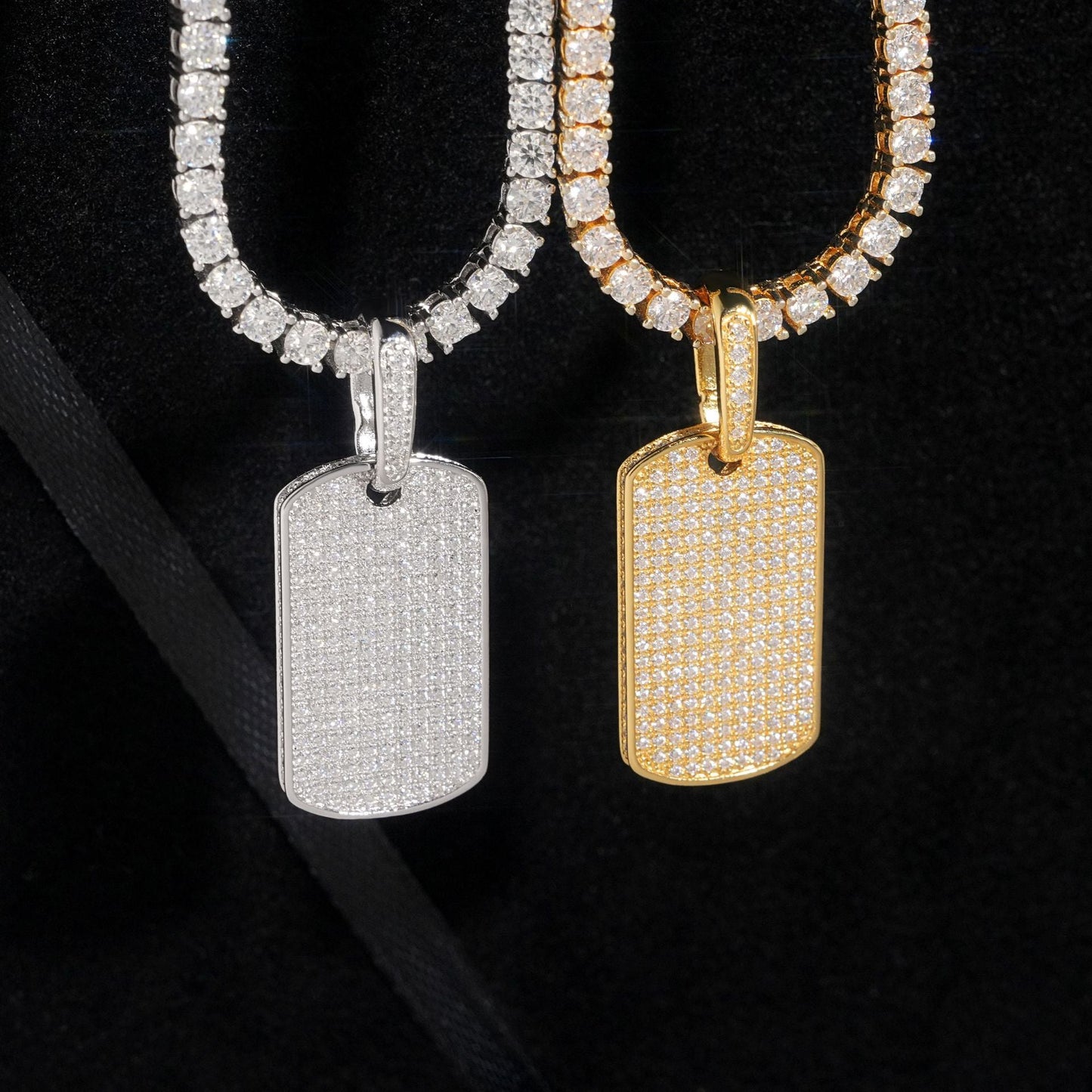 S925 Silver Moissanite Rectangular Pendant – Hip - Hop Rapper Trendy Jewelry - CaratixJewelry