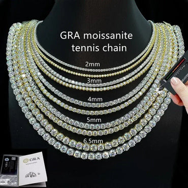 S925 Sterling Silver Moissanite Tennis Chain Necklace – Unisex Iced-Out Tennis Jewelry - CaratixJewelry