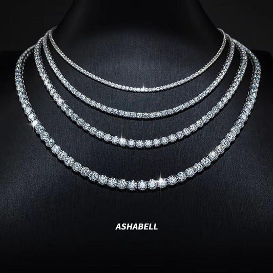 S925 Sterling Silver Moissanite Tennis Chain Necklace – Unisex Iced-Out Tennis Jewelry - CaratixJewelry