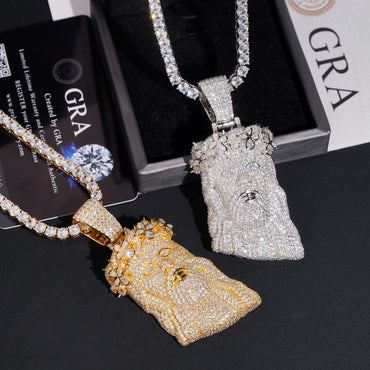 Unique Jesus Head Hip-Hop Pendant – S925 Silver D Color Moissanite Jewelry - CaratixJewelry