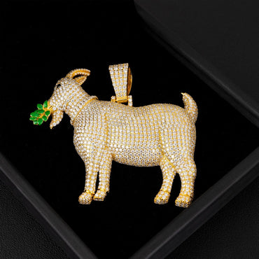 Unique Lamb Hip-Hop Pendant – S925 Silver D Color Moissanite Jewelry - CaratixJewelry