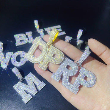 Unique Spliced Letter Hip-Hop Pendant – S925 Silver Moissanite Jewelry - CaratixJewelry