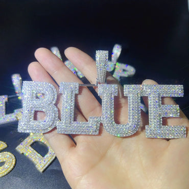 Unique Spliced Letter Hip-Hop Pendant – S925 Silver Moissanite Jewelry - CaratixJewelry