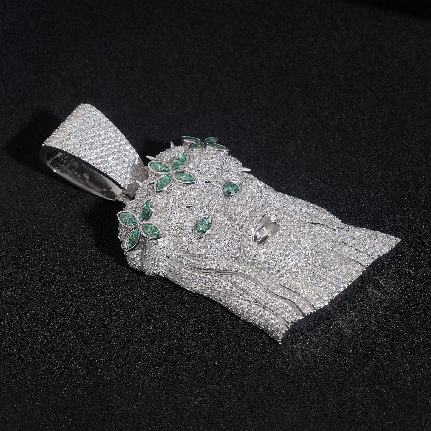 Unisex Jesus Head Pendant – Natural Moissanite 925 Sterling Silver Hip Hop Jewelry - CaratixJewelry