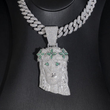 Unisex Jesus Head Pendant – Natural Moissanite 925 Sterling Silver Hip Hop Jewelry - CaratixJewelry