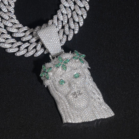 Unisex Jesus Head Pendant – Natural Moissanite 925 Sterling Silver Hip Hop Jewelry - CaratixJewelry