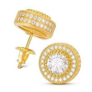 VVS Solid 925 Silver Hip Hop Centerstone Bling Earrings - CaratixJewelry