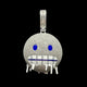 CARATIX iced out pendant necklace considered for visibility between open jacket panels