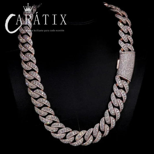 CARATIX 22mm Bubble Cuban Chain showing a bold iced out Cuban link width for chain size comparison