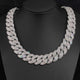 Stand Out with the CARÁTIX 24mm 4-Row Rectangle CZ Cuban Link Chain Necklace: Bling Prong Hip Hop Jewelry for Men - CaratixJewelry