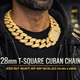 28mm T-Square Cuban Chain | Iced Out Heavy Hip-Hop Necklace for Men & Women – CARÁTIX - CaratixJewelry