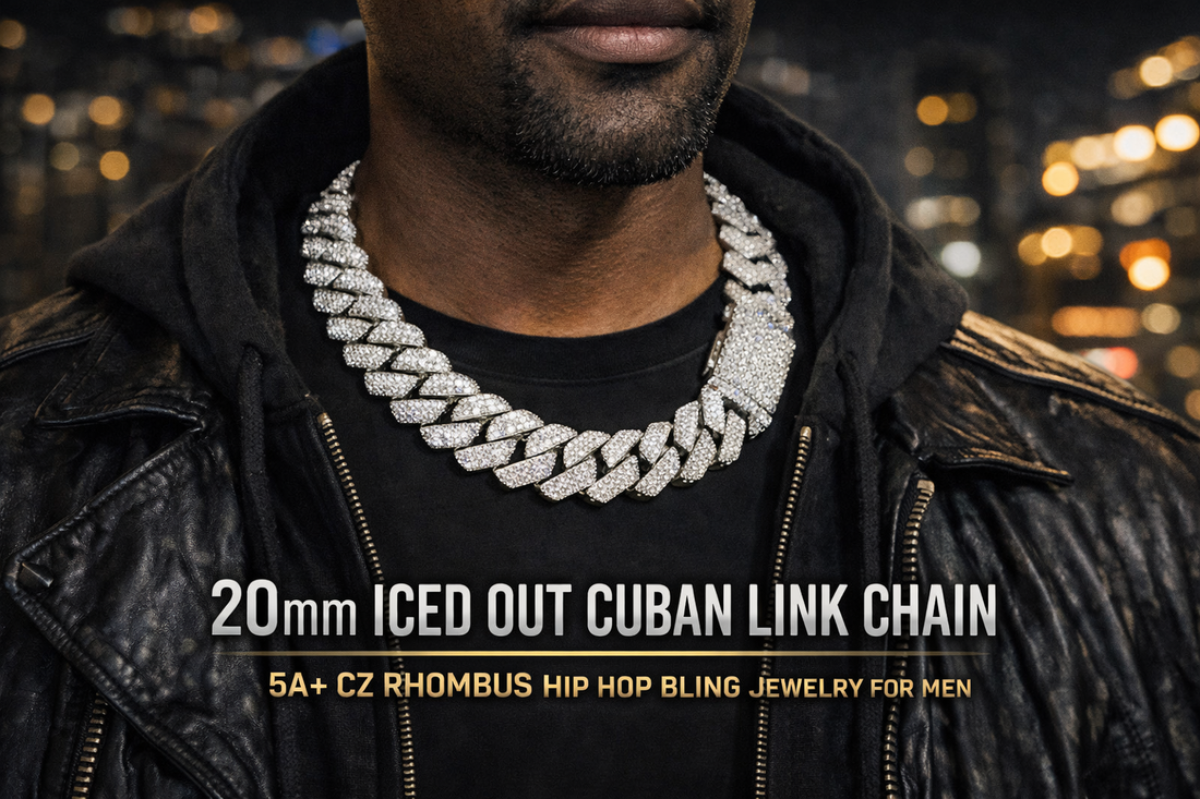 20mm Iced Out Cuban Link Chain Necklace | 5A+ CZ Rhombus Hip Hop Bling Jewelry for Men | CARÁTIX - CaratixJewelry