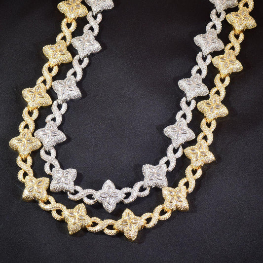 Caratix Iced Out 8-Shape Cuban Chain Zircon Necklace for Men