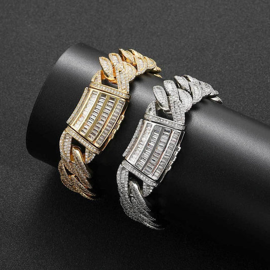 Caratix Custom Baguette Mixed-Cut Cuban Bracelet with Miami Clasp