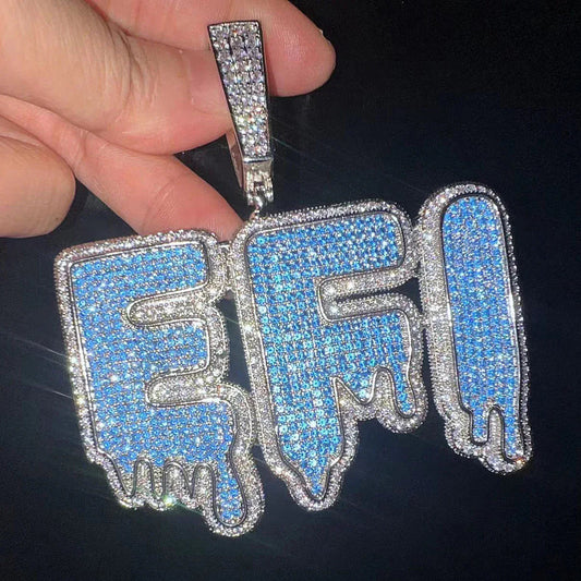 Blue Teardrop Letter Pendant: A Personalized Iced Out Initial Necklace in Hip Hop Jewelry