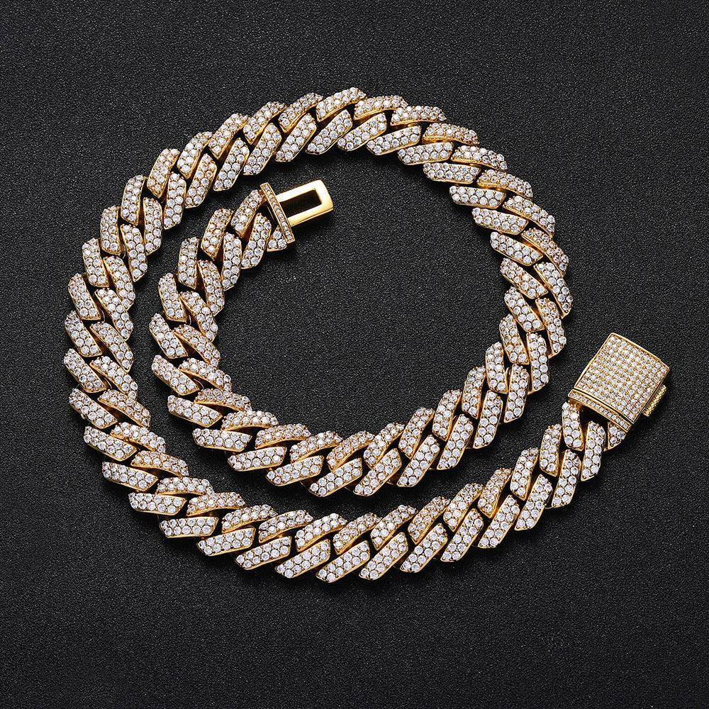 Caratix 15mm Double Row Iced Out Cut Cuban Chain Zircon Necklace