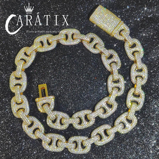 Turn Heads with the CARÁTIX 15mm Pig Nose Cuban Link Chain Necklace – Iced Out CZ Bling Hip Hop Jewelry for Men & Women - CaratixJewelry