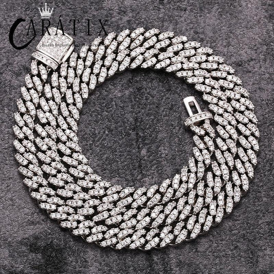 Caratix 6mm Iced Out Cuban Curb Miami Link Chain Necklace for Men