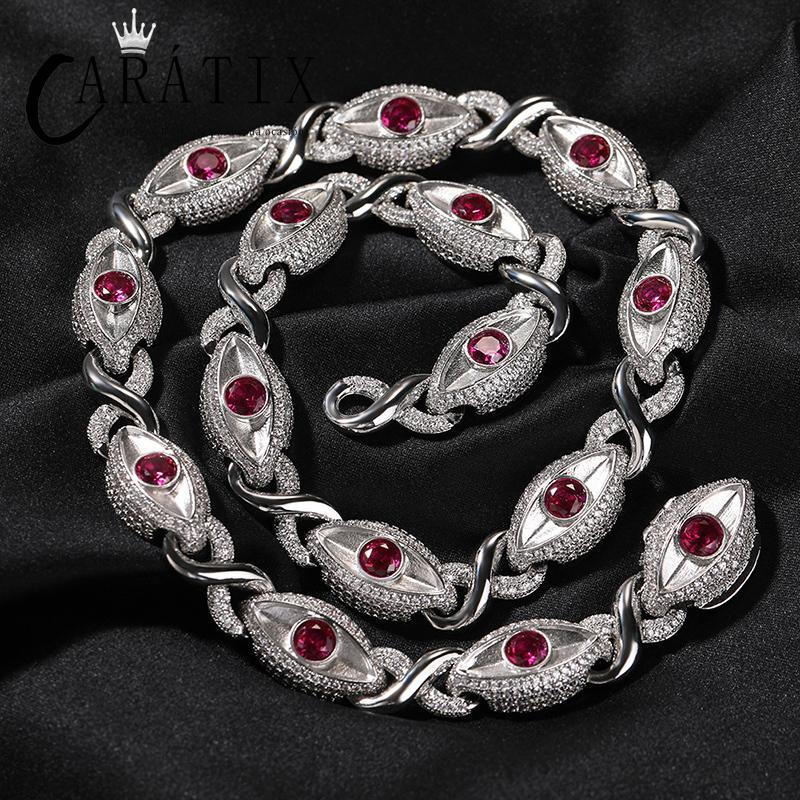 CARÁTIX Red Stone Eyes Thorns Link Chain Necklace with 5A+ CZ Detailing - CaratixJewelry