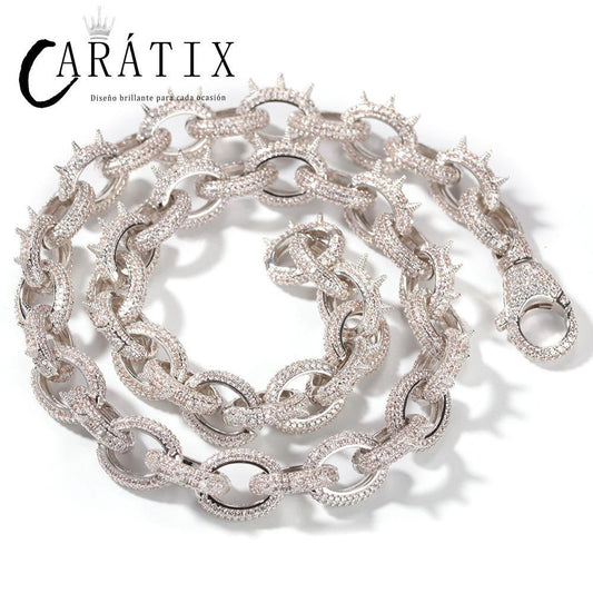 CARÁTIX Rivet O Link Chain Necklace with AAA+ CZ Iced Out Detailing - CaratixJewelry