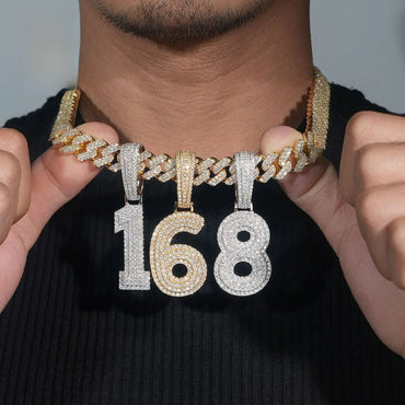 0-9 Number Pendant – Hip-Hop Style S925 Silver Moissanite, Personalized Jewelry - CaratixJewelry