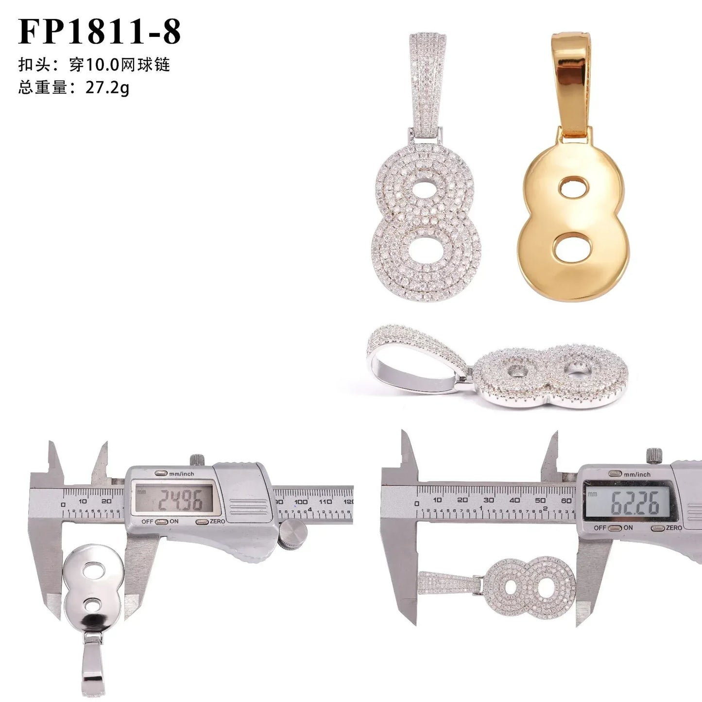 0-9 Number Pendant – Hip-Hop Style S925 Silver Moissanite, Personalized Jewelry - CaratixJewelry