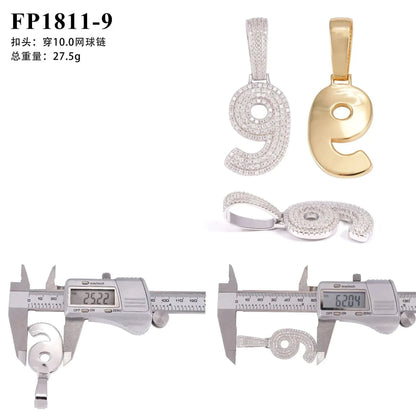 0-9 Number Pendant – Hip-Hop Style S925 Silver Moissanite, Personalized Jewelry - CaratixJewelry