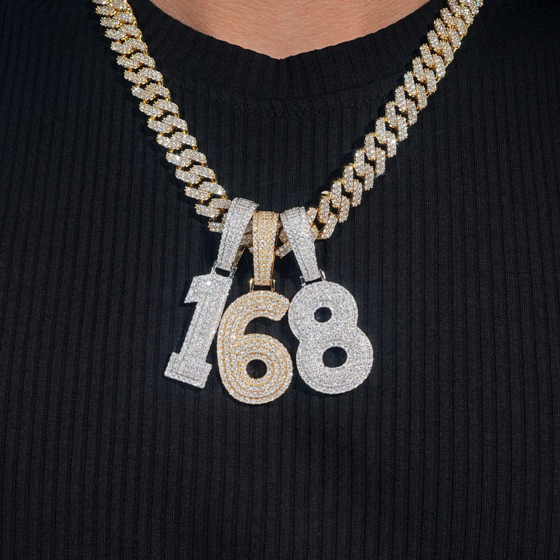 0-9 Number Pendant – Hip-Hop Style S925 Silver Moissanite, Personalized Jewelry - CaratixJewelry