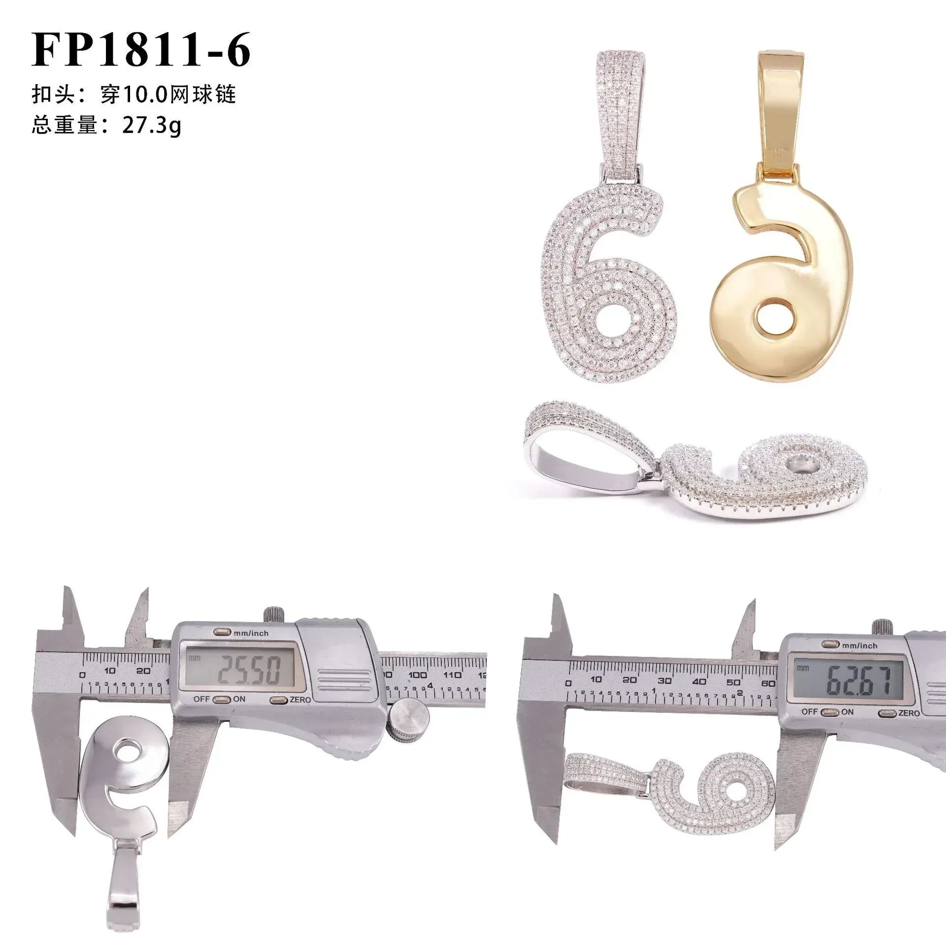 0-9 Number Pendant – Hip-Hop Style S925 Silver Moissanite, Personalized Jewelry - CaratixJewelry