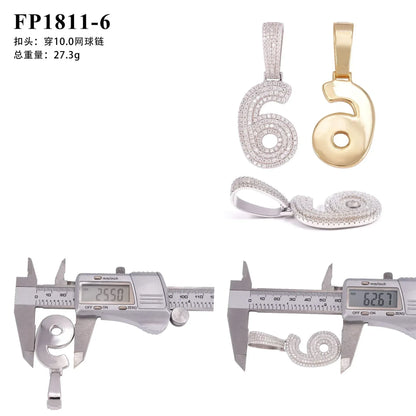 0-9 Number Pendant – Hip-Hop Style S925 Silver Moissanite, Personalized Jewelry - CaratixJewelry
