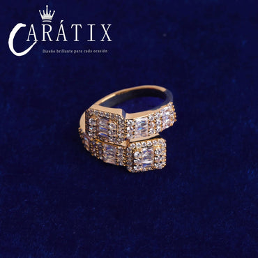 Caratix-Hip Hop New Ladder Open Buckle Ring Real Electroplating Fashion Personality Hipster Ring Adjustable High Quality Hip Hop Ring