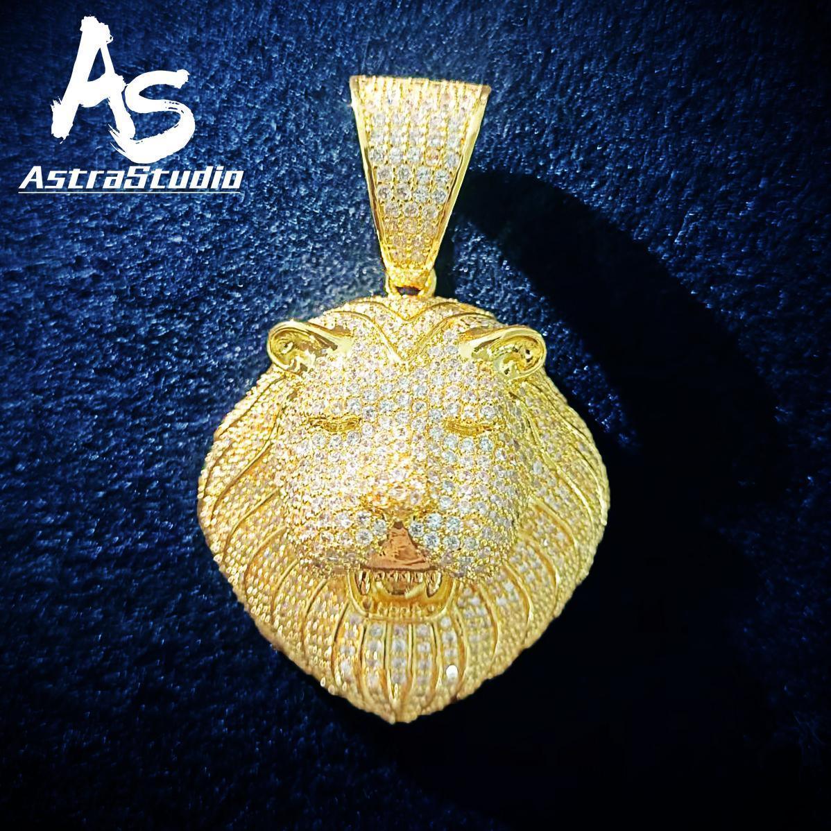 AstraStudio Men’s Lion Head Pendant Necklace – Full Zircon Golden Color Hip Hop Jewelry Chain | Personalized Gift for Men, Women, Boys & Girls | Perfect Valentine's Day & Mother’s Day Gift - CaratixJewelry