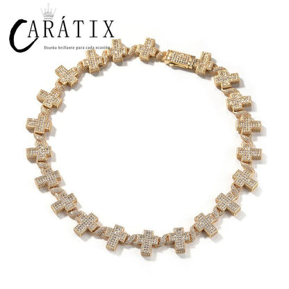 CARÁTIX Infinity Cross Link Chain Necklace – 5A+ CZ Iced Out Hip Hop Bling Jewelry for Men | Gold & Silver Rapper Gift