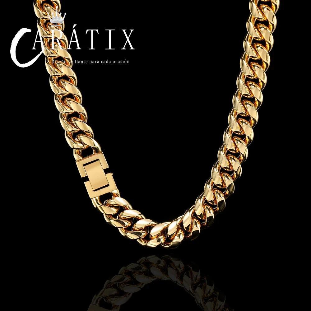 CARÁTIX - Hip Hop Cuban Curb Link Mens Miami Stainless Steel   Chain Necklace Jewelry Gift For Him 6/8/10/12MM Valentine's Day Gift for Men & Girls & Boys Mothers' Day Gift #Springtok