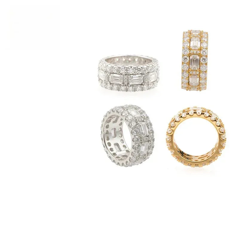 Moissanite Men’s Hip Hop Ring | S925 Silver Full Iced Out Streetwear Jewelry - CaratixJewelry