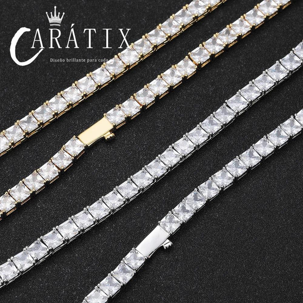 CARÁTIX -  Fashion  Tennis Chain Simplicity Square 5A Cubic Zirconia Luxury Inlaid Tennis Necklace for Women Gift Valentine's Day Gift for Men & Girls & Boys Mothers' Day Gift #Springtok