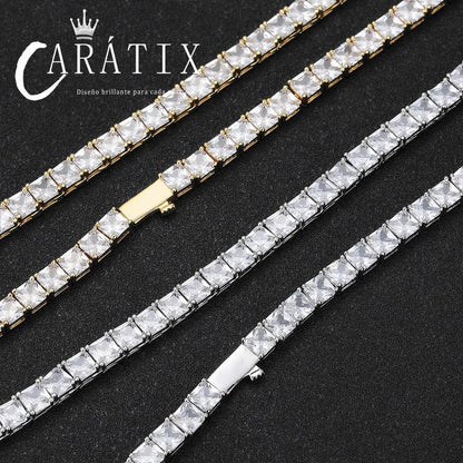 CARÁTIX -  Fashion  Tennis Chain Simplicity Square 5A Cubic Zirconia Luxury Inlaid Tennis Necklace for Women Gift Valentine's Day Gift for Men & Girls & Boys Mothers' Day Gift #Springtok