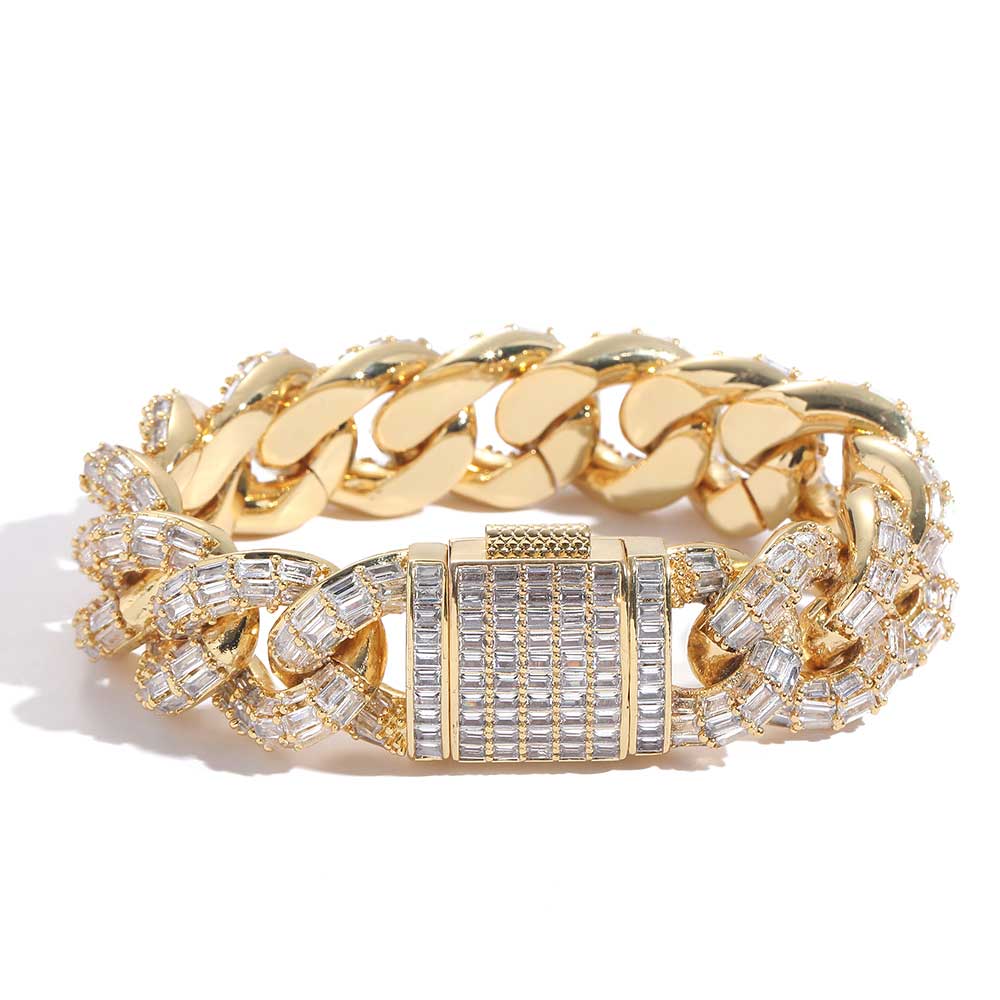 CARÁTIX - 21Mm Thick Cuban Link Chain Necklace Cubic Zirconia Women's T Square Cuban Chain Men Luxury Necklace Jewelry Valentine's Day Gift for Men & Girls & Boys Mothers' Day Gift #Springtok