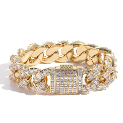 CARÁTIX - 21Mm Thick Cuban Link Chain Necklace Cubic Zirconia Women's T Square Cuban Chain Men Luxury Necklace Jewelry Valentine's Day Gift for Men & Girls & Boys Mothers' Day Gift #Springtok