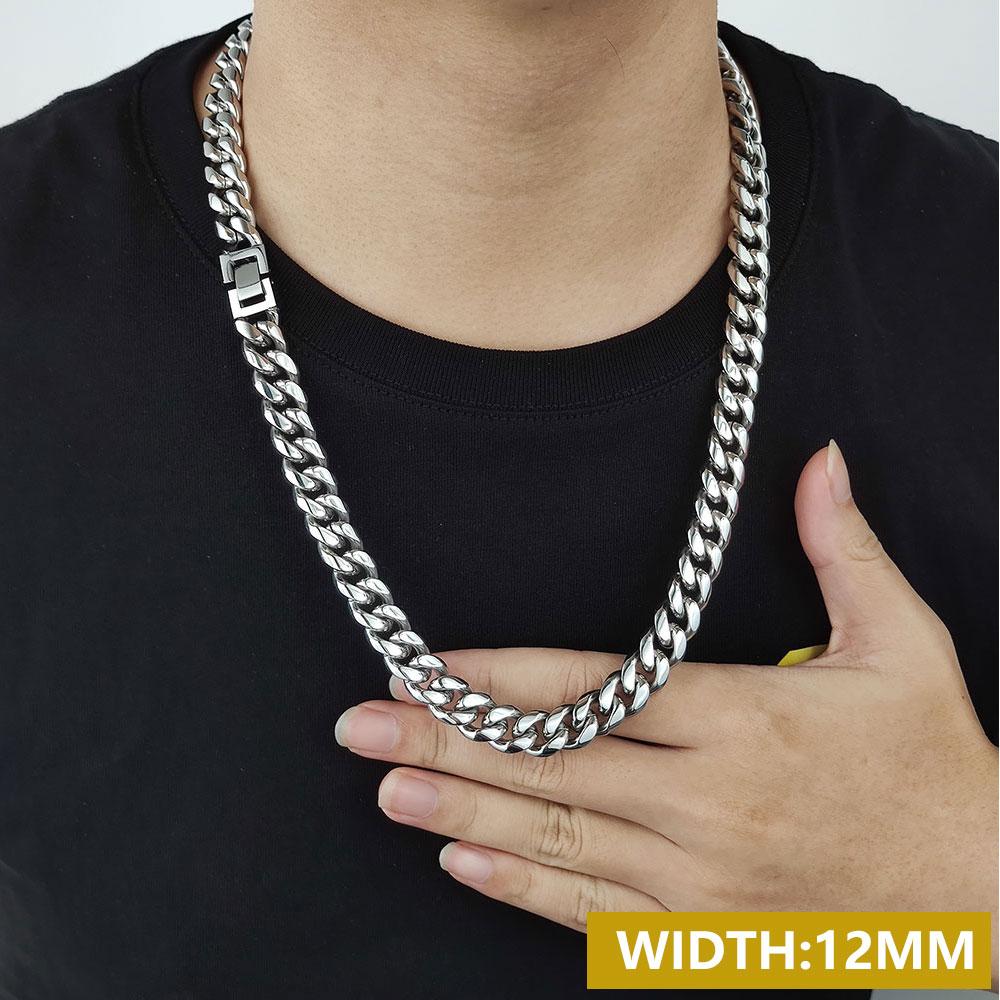 CARÁTIX - 2024 Fashion New Hip Hop Stainless Steel 18 k  Miami Cuban Link Chain Men Necklace Jewelry Valentine's Day Gift for Men & Girls & Boys Mothers' Day Gift #Springtok