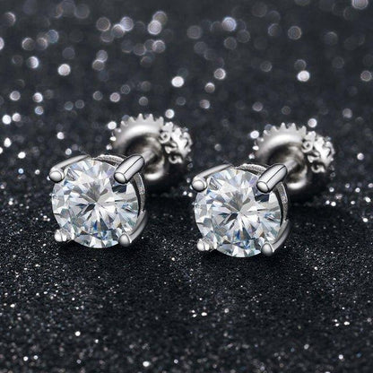 0.1ct Lab Sterling Silver Hip Hop Flooded Ice Earrings - CaratixJewelry