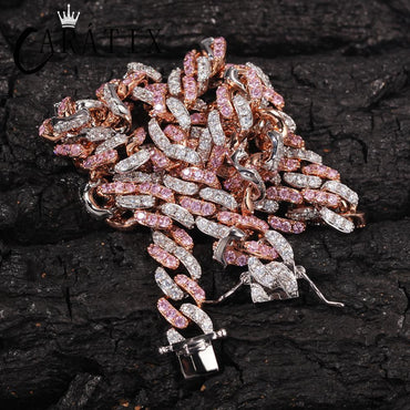 CARÁTIX - 14"-20" Hip Hop Claw Set AAA+ CZ Stone Bling Iced Out 8MM wide Cuban Link Chain Chokers Necklaces for Men Women Rapper Jewelry Valentine's Day Gift for Men & Girls & Boys Mothers' Day Gift #Springtok