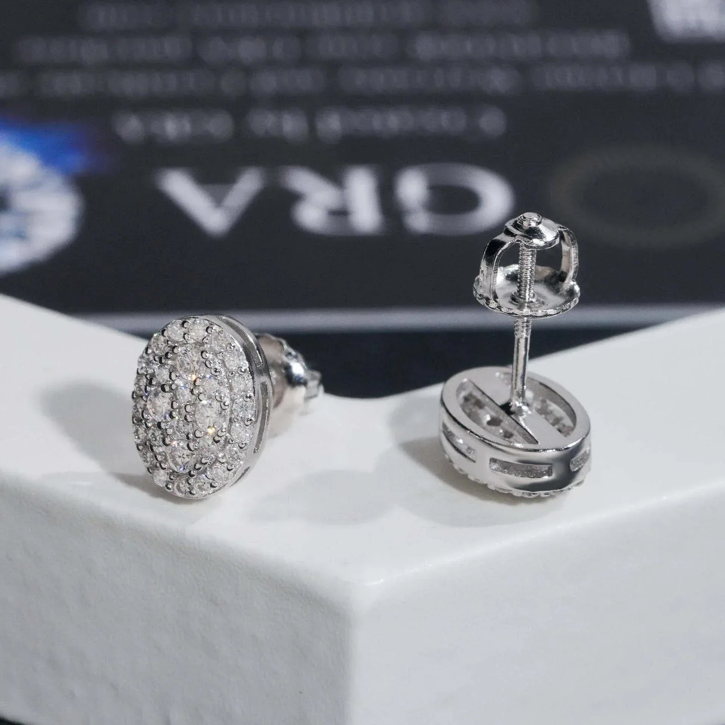 Fashion 925 Silver Square Synthetic Moissanite Stud Earrings Unisex Couple Style - CaratixJewelry