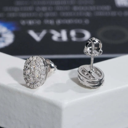 Fashion 925 Silver Square Synthetic Moissanite Stud Earrings Unisex Couple Style - CaratixJewelry